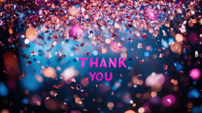 Thank card with confetti falling from it