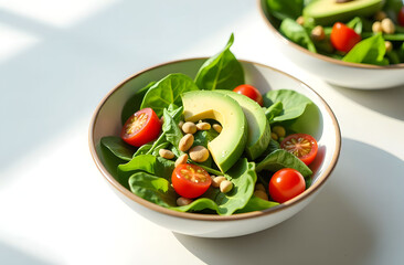 Fresh spinach salad with avocado and cherry tomatoes