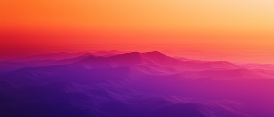 Fototapeta premium landscape in orange red violet or purple tones, beauty of desert or sunset and sunrise in mountains through dust or fog . Dune 