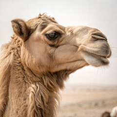 Obraz premium Close-up of a camel's face in a desert setting