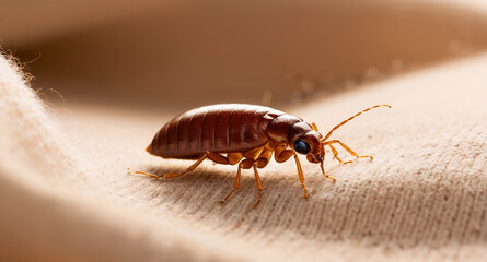 Obraz premium bed bug close ubed bug close up on fabric, super macrop on fabric, super macro