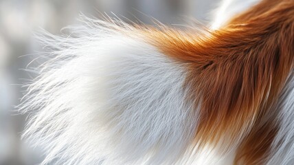 Obraz premium Close-up of textured white and brown fur, soft fluffy