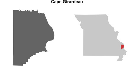 Cape Girardeau County (Missouri) blank outline map set