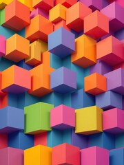 Obraz premium Geometric cubes in a variety of vibrant colors forming an abstract background, shapes, cubes, concept