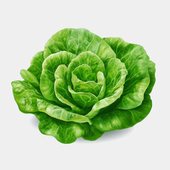 Obraz premium Fresh, Vibrant Green Lettuce with Smooth Leaves, Perfectly Shaped, Ideal for Healthy Recipes, Nutrition, Organic Eating, and Culinary Presentations