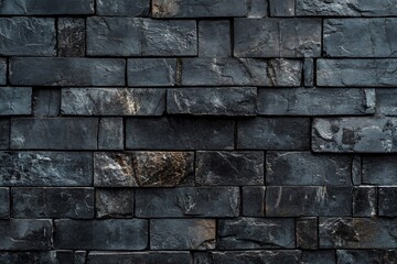 Naklejka premium Close up view of dark brick wall showcasing textured surface, suitable for various design projects and backgrounds