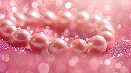 Gentle pink setting, pearl pink pearls at the center, circled by pink glitter, ideal for announcing a sweet baby girl