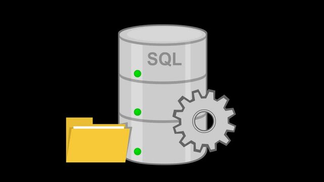 video animation sql database system icon, on a transparent background with alpha channel at zero
