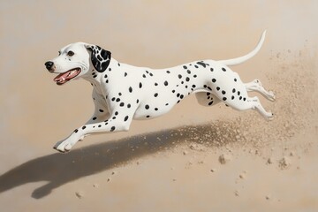 Dalmatian on a Beach: A Dalmatian with distinct black spots