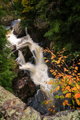 Waterfalls at Big Falls State Park in Vermont from Above with slow shutterspeed