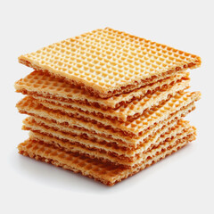 Fototapeta premium Deliciously Crunchy Plain Wafers Stacked Neatly on a Light Background Perfect for Snacks, Desserts, or Baking Ideas for Food Enthusiasts and Culinary Creators