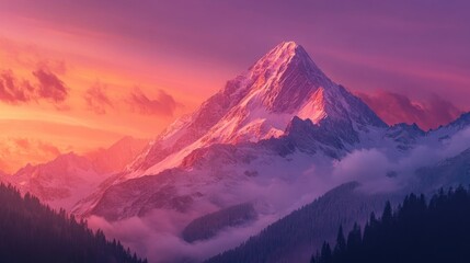 Majestic Mountain Peak at Sunset