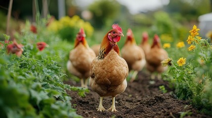 Fototapeta premium A sustainable farm using natural pest management methods, Organic Farming, Balanced and mindful