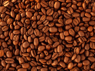 Obraz premium roasted coffee beans background flat lay