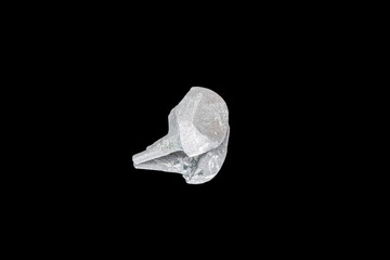 Nickel-chromium alloy metallic post and core build-up for prosthodontics. Dental prosthesis restoration of molar crown and root infrastructure reconstruction. Mirror reflected on a black background.
