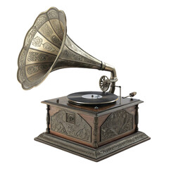 Retro phonograph vintage gramophone 3D rendering
