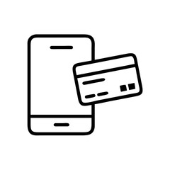 Obraz premium Simple outline illustration of a smartphone and credit card