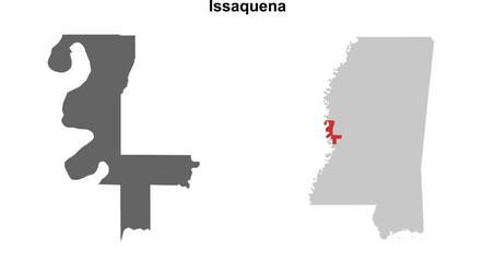 Issaquena County (Mississippi) blank outline map set