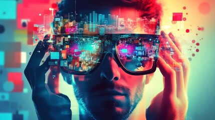 Social media trendsetter designing eye-catching visuals, combining modern digital aesthetics, popular trends, and engaging content to create viral moments, building a strong influence in the digital