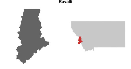Ravalli County (Montana) blank outline map set