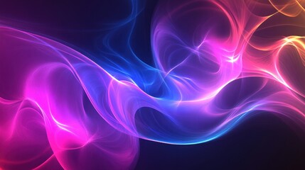 Obraz premium Abstract Swirling Glowing Lines in Vibrant Pink, Blue and Yellow Hues