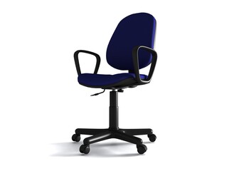 Fototapeta premium Office chair isolated on white background, modern adjustable chair from blue. 