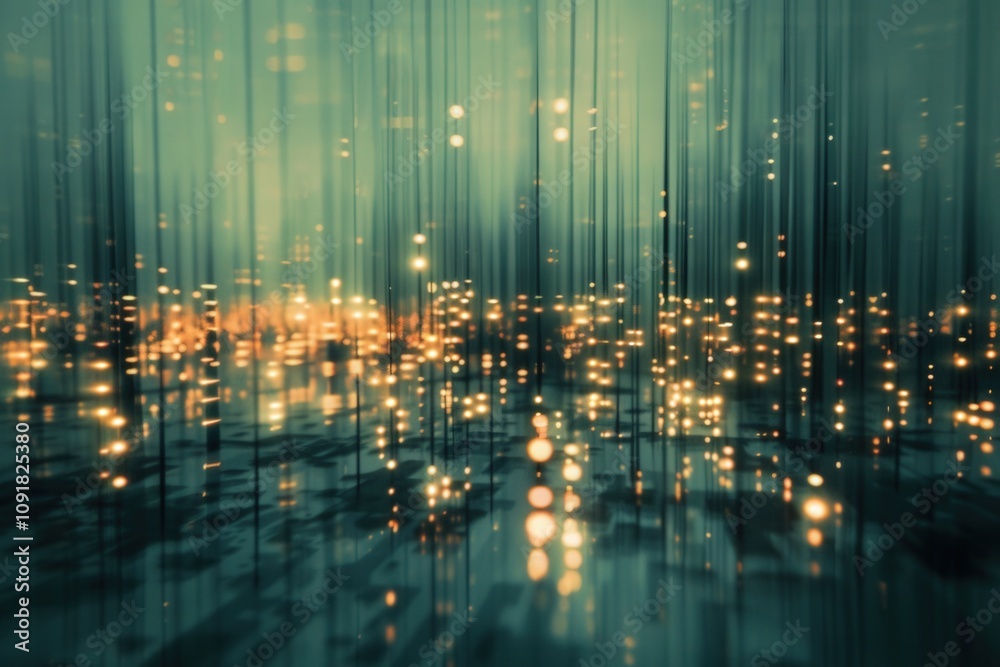 Poster Exploration of digital art installation showcasing binary code in a darkened space illuminated by light patterns