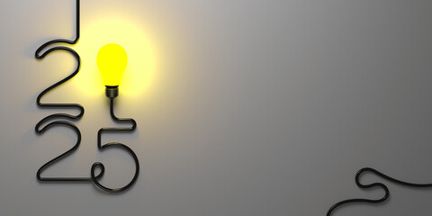 Creative 2025 New Year design template. 3d render illustration for a greeting card, calendar or banner.	