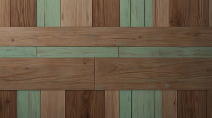 Brown and mint green wooden board background