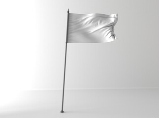 White flag on light background. Blank flag isolated on white. Mockup for design.	
