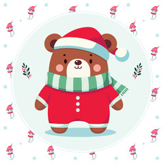 Christmas illustration, cute christmas characters, santa claus, reindeer, santa claus, snowman, bear, elf. Vector image for editing and printing.