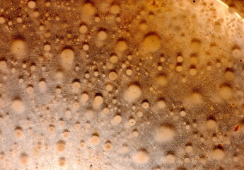 Close up of the oil shampoo drops in water.
