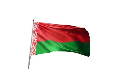Flag of belarus with no background, transparent png, flag on a flag pole waving in the wind,...