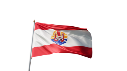 Flag of french polynesia with no background, transparent png, flag on a flag pole waving in the wind, national symbol of french polynesia island, picture of a flag
