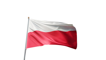 Flag of poland with no background, transparent png, flag on a flag pole waving in the wind, national symbol of poland country in europe, picture of a flag