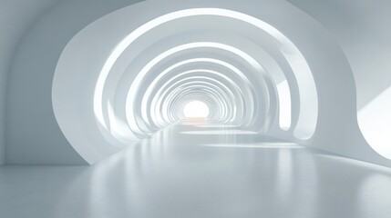 Obraz premium A White, Circular Tunnel with a Bright Light at the End