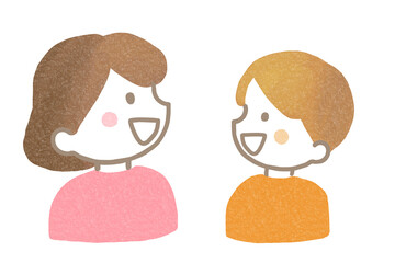 笑顔で向かい合う親子