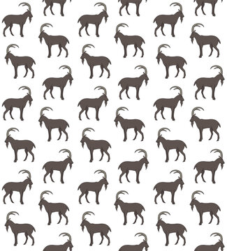 recommend clip art: Vector seamless pattern of hand drawn sketch doodle colored wild goat isolated on white background