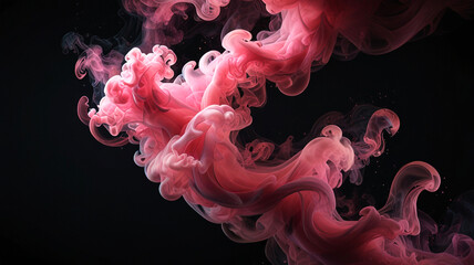 Obraz premium Captivating abstract image featuring a swirling cloud of vibrant pink ink dispersing in dark liquid, creating an ethereal and dramatic visual effect. Ideal for background, art, and creative projects.