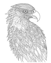 Intricate Mandala Eagle Line Art Illustration Without Background