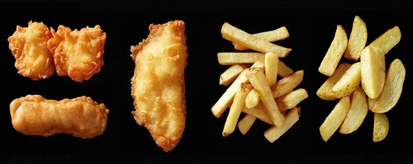 61. Collections of Golden Fried Fish and Chips  