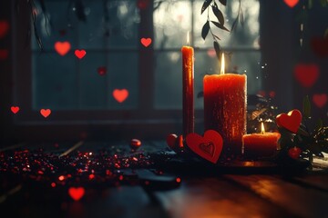 9. Valentines Day romantic atmosphere with candlelight and  