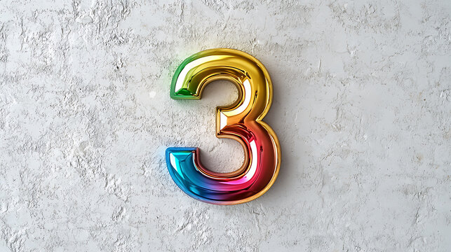vibrant metallic number 3 with colorful gradient on textured background. This eye catching design adds festive touch to any celebration or event