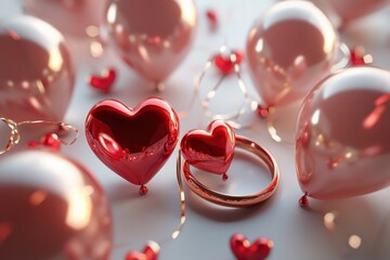 1. Valentine Day Hearts, Rings, and Balloons  