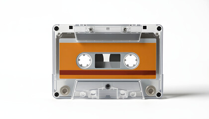 Blank cassette tape box design mockup, isolated, profil side view. Vintage cassete tape case with retro casset mock up. Plastic analog magnetic tape casete clear packaging template. Mixtape box cove