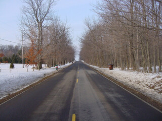 A road on a winter snowy day