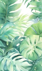 leaves watercolor background, generation AI