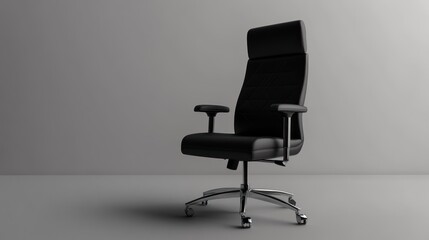 Fototapeta premium Black Office Chair on Grey Background
