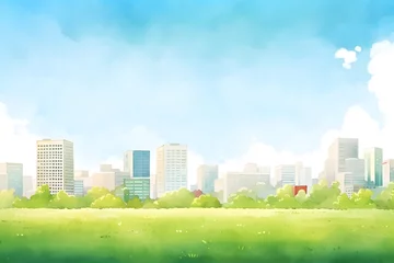 Papier peint photo intissé anime watercolor background, generation AI
