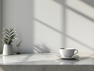 Fototapeta premium Office Deck and Office table hero image,&nbsp;Home office workspace mockup with laptop, clipboard, coffee cup. Office table top view hero image